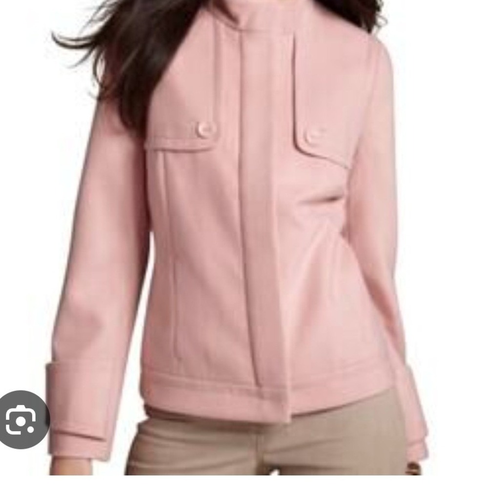 Chicos Pink Wool Blend Coat Size 3 Womens XL Elegant Pastel Chic Full Zip
